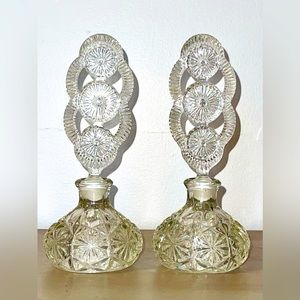 Vintage Art Deco Bohemian Cut Crystal Perfume Bottle Ornate